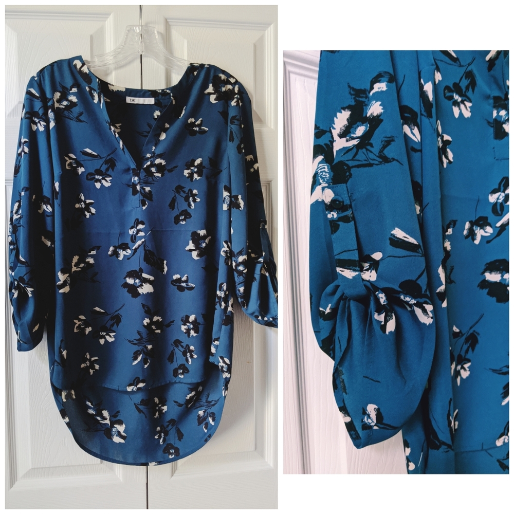 Teal Floral Blouse